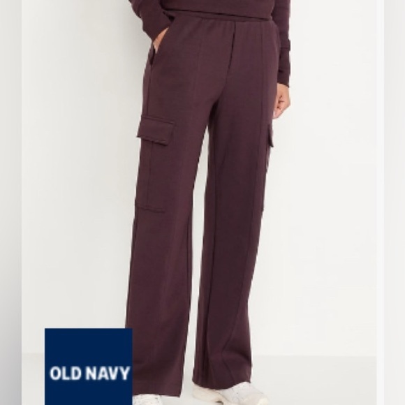 OLD NAVY PURPLE ELASTIC WAIST WIDE LEG CARGO SWEAT PANTS WOMENS XSP - Picture 1 of 6